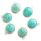 17mm Silver Bezeled Amazonite Coin Pendant 1 Bead - The Bead Traders