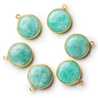 17mm Vermeil Bezeled Amazonite Coin Pendant 1 Bead - The Bead Traders