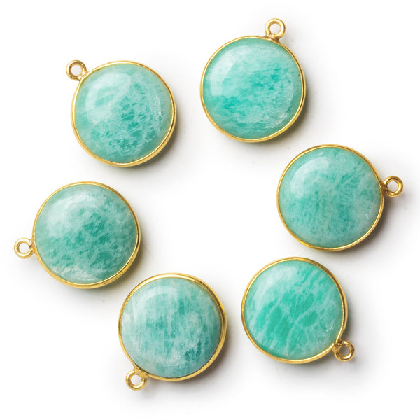 17mm Vermeil Bezeled Amazonite Coin Pendant 1 Bead