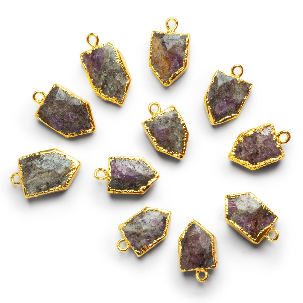 17x10mm Gold Leafed Jasper Shield Pendant 1 Bead - The Bead Traders