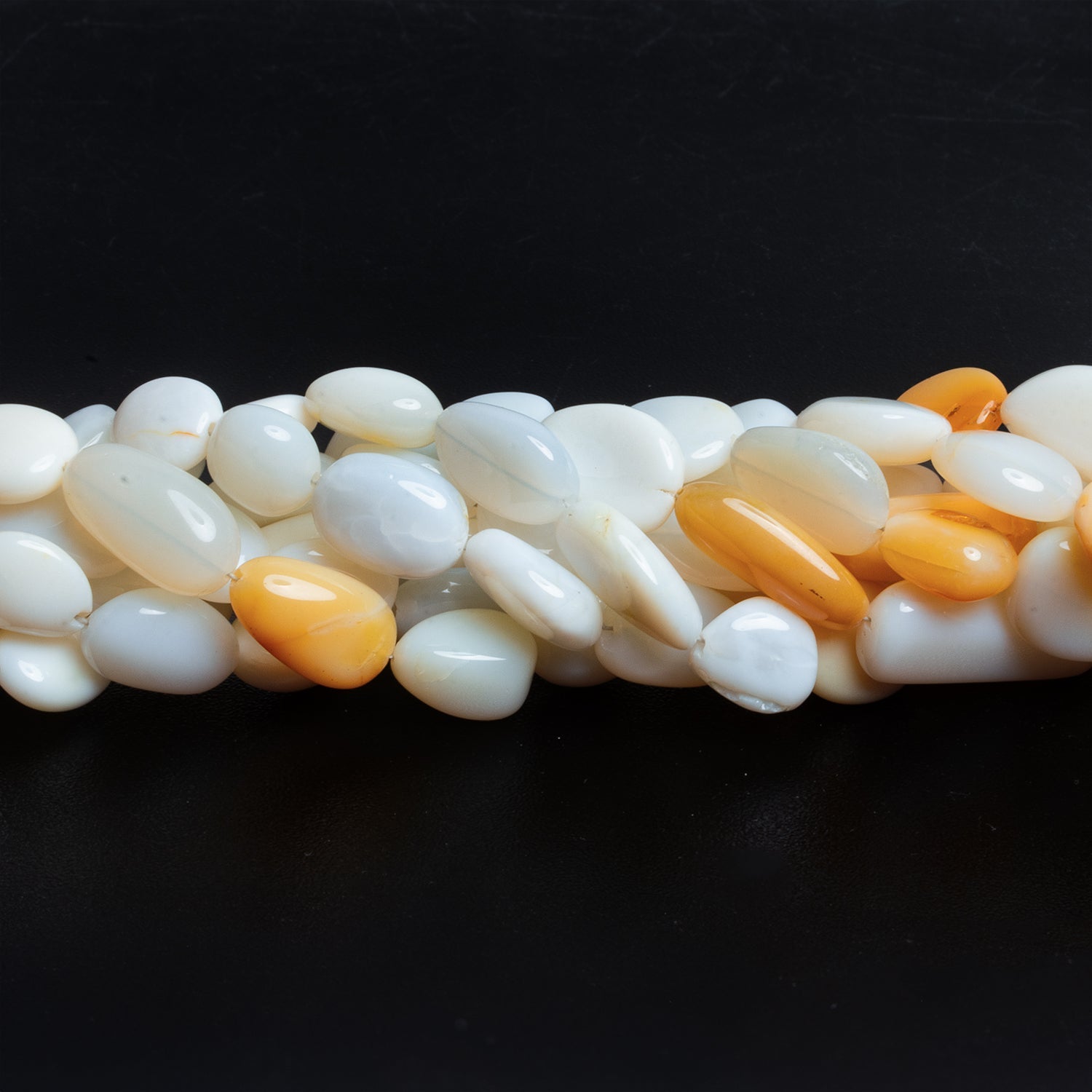 17x10mm Shaded White Opal Plain Nuggets 18 inch 31 beads - The Bead Traders