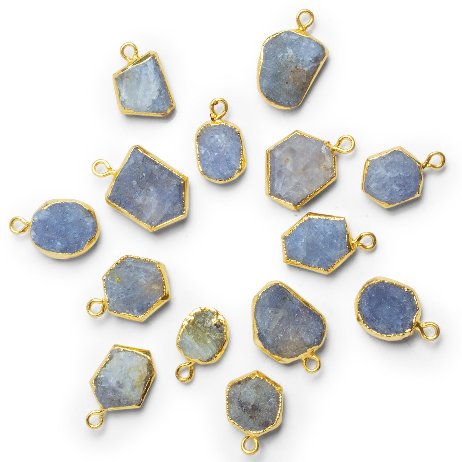 17x11mm Gold Leafed Sapphire Nugget Pendant 1 bead - The Bead Traders