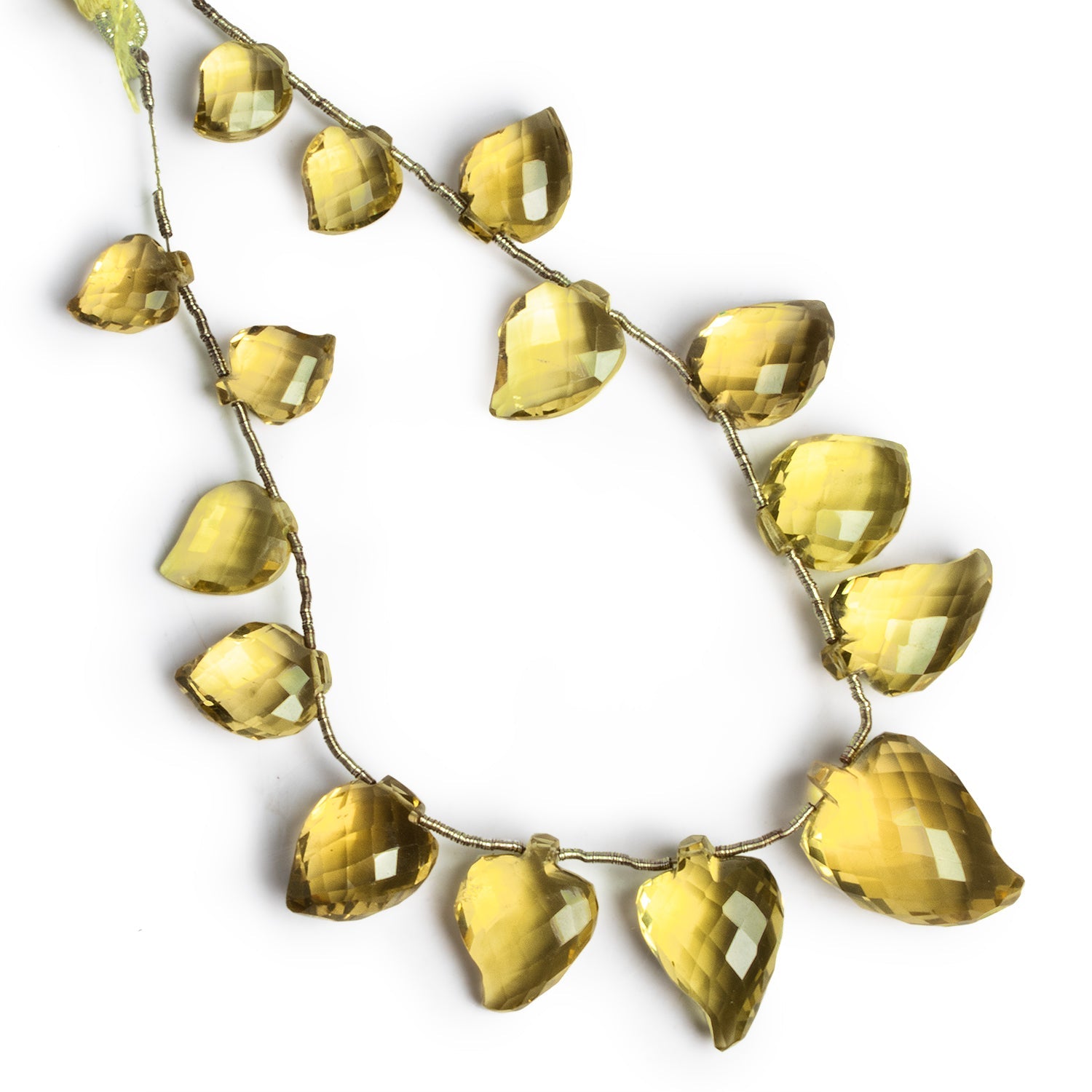 17x11mm Lemon Quartz Faceted Leaves 7.5 inch 15 beads - The Bead Traders