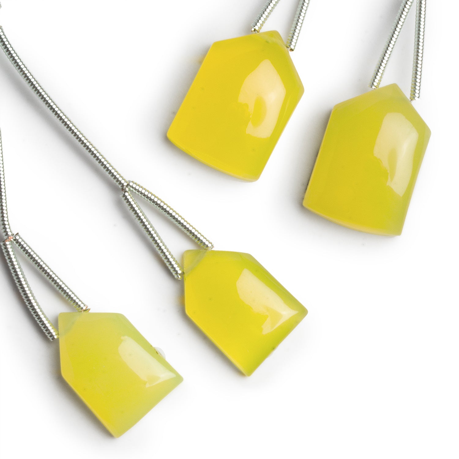17x11mm Limoncello Yellow Chalcedony Pentagon Focals Set of 2 Beads - The Bead Traders