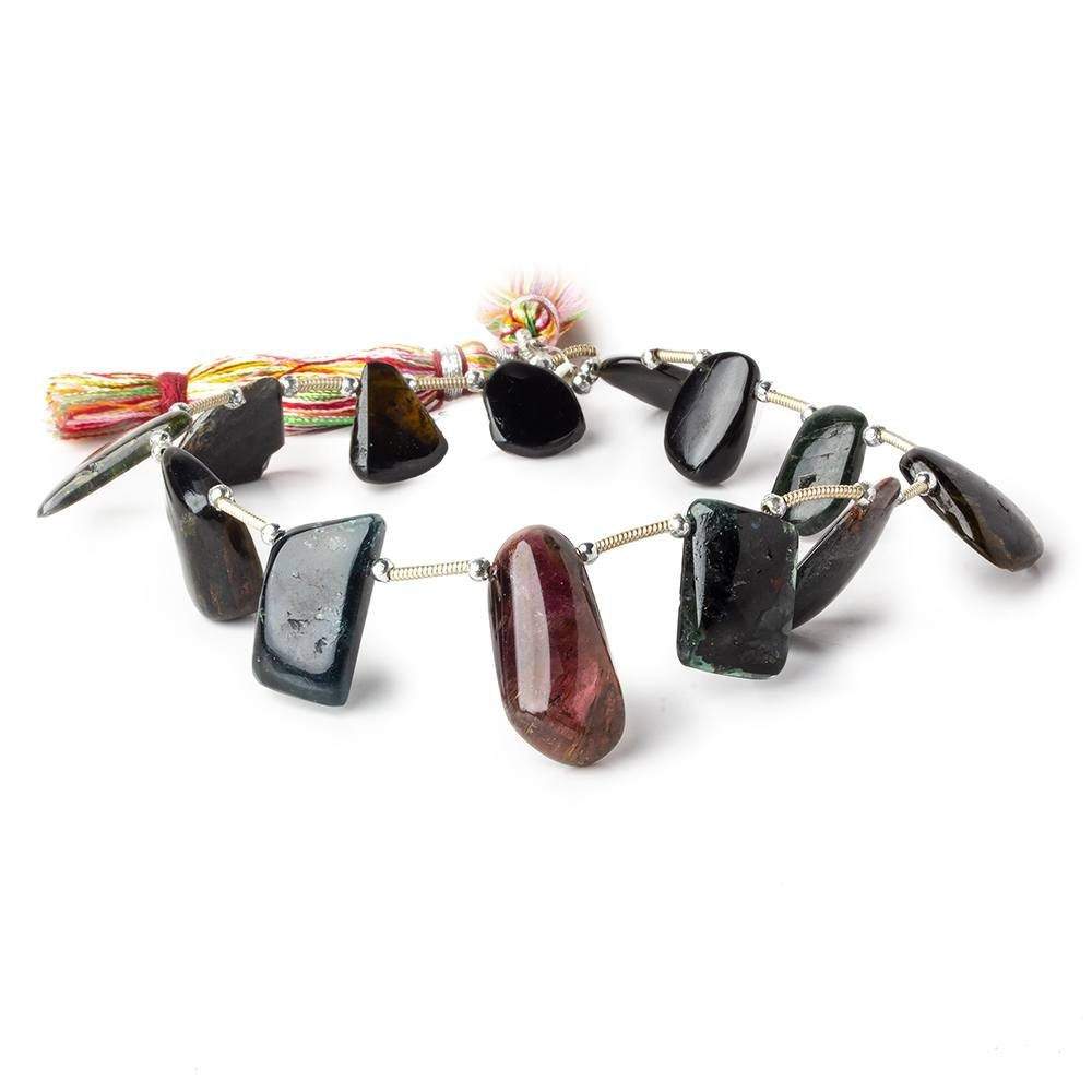 17x11mm Multicolor Tourmaline Plain Nuggets 9 inch 12 beads - The Bead Traders