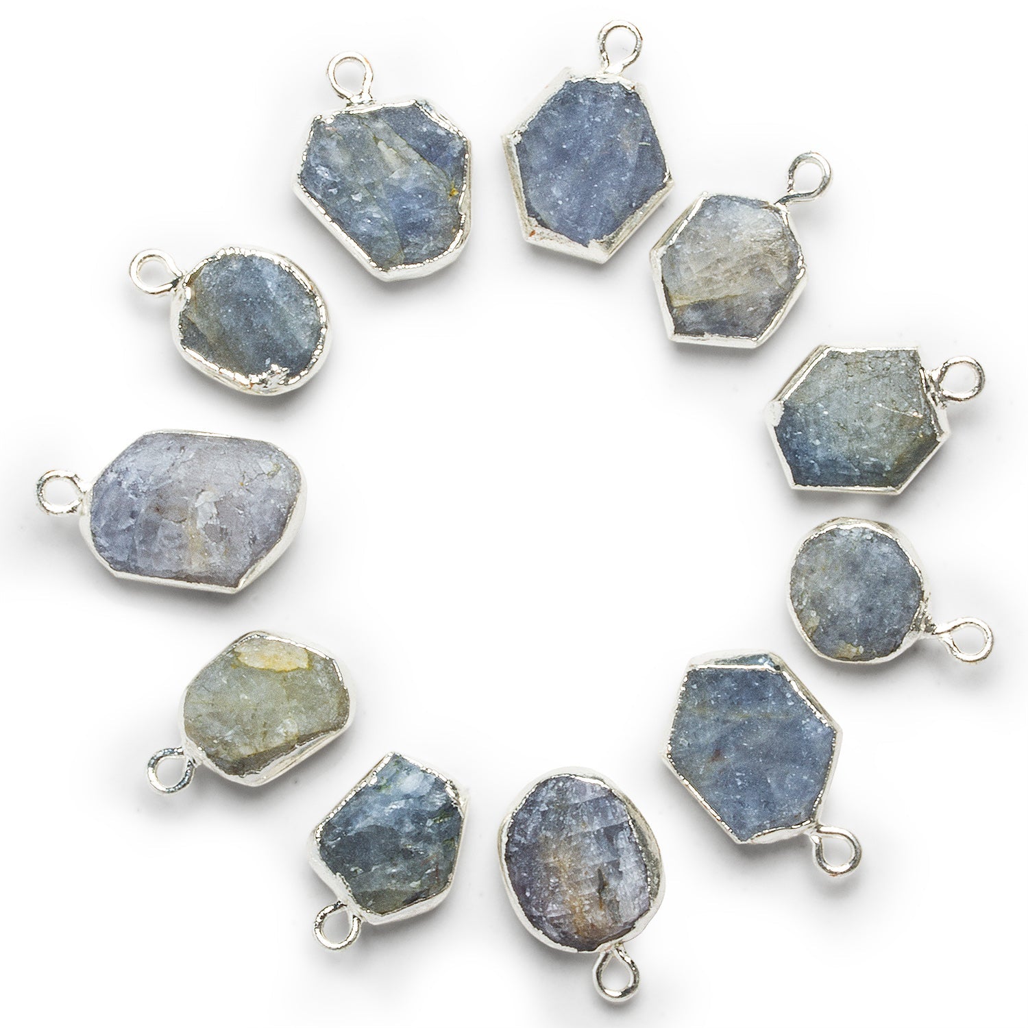 17x11mm Silver Leafed Sapphire Nugget Pendant 1 bead - The Bead Traders