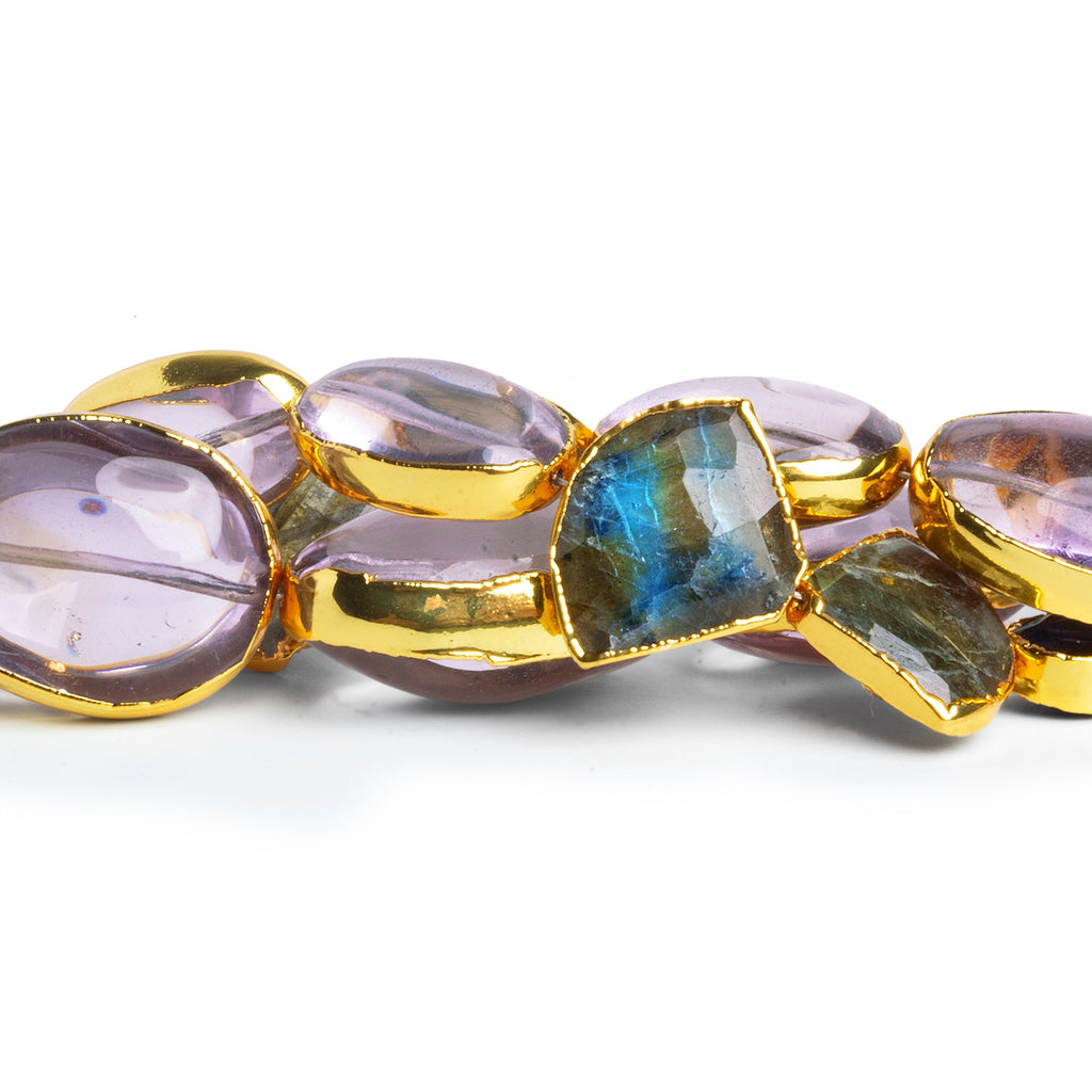 17x12mm Gold Leafed Multi Gemstone Faceted Beads 6 inch 10 beads - The Bead Traders