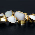 17x12mm Gold Leafed White Opal Slices 8 inch 11 beads - The Bead Traders
