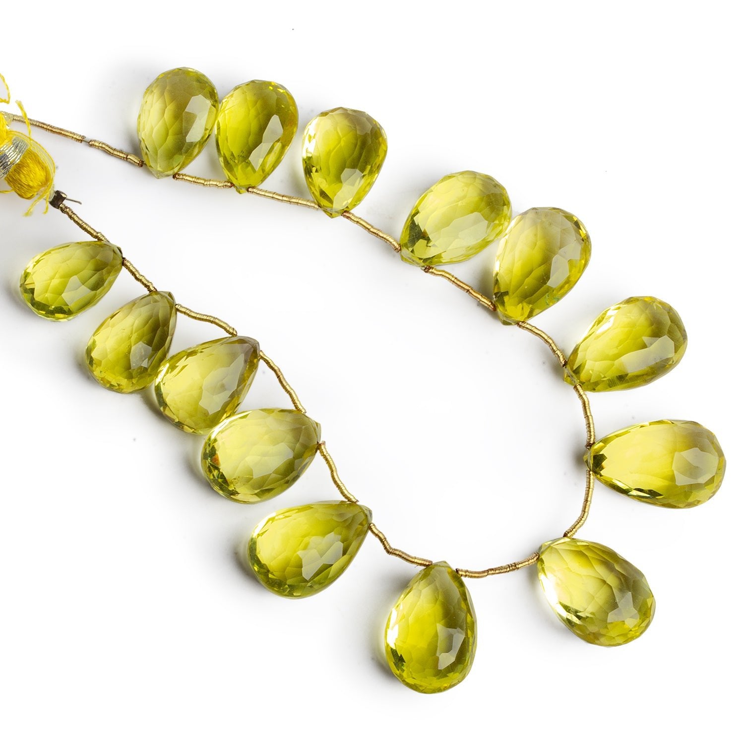 17x12mm Lemon Quartz Faceted Pears 7.5 inch 14 beads - The Bead Traders