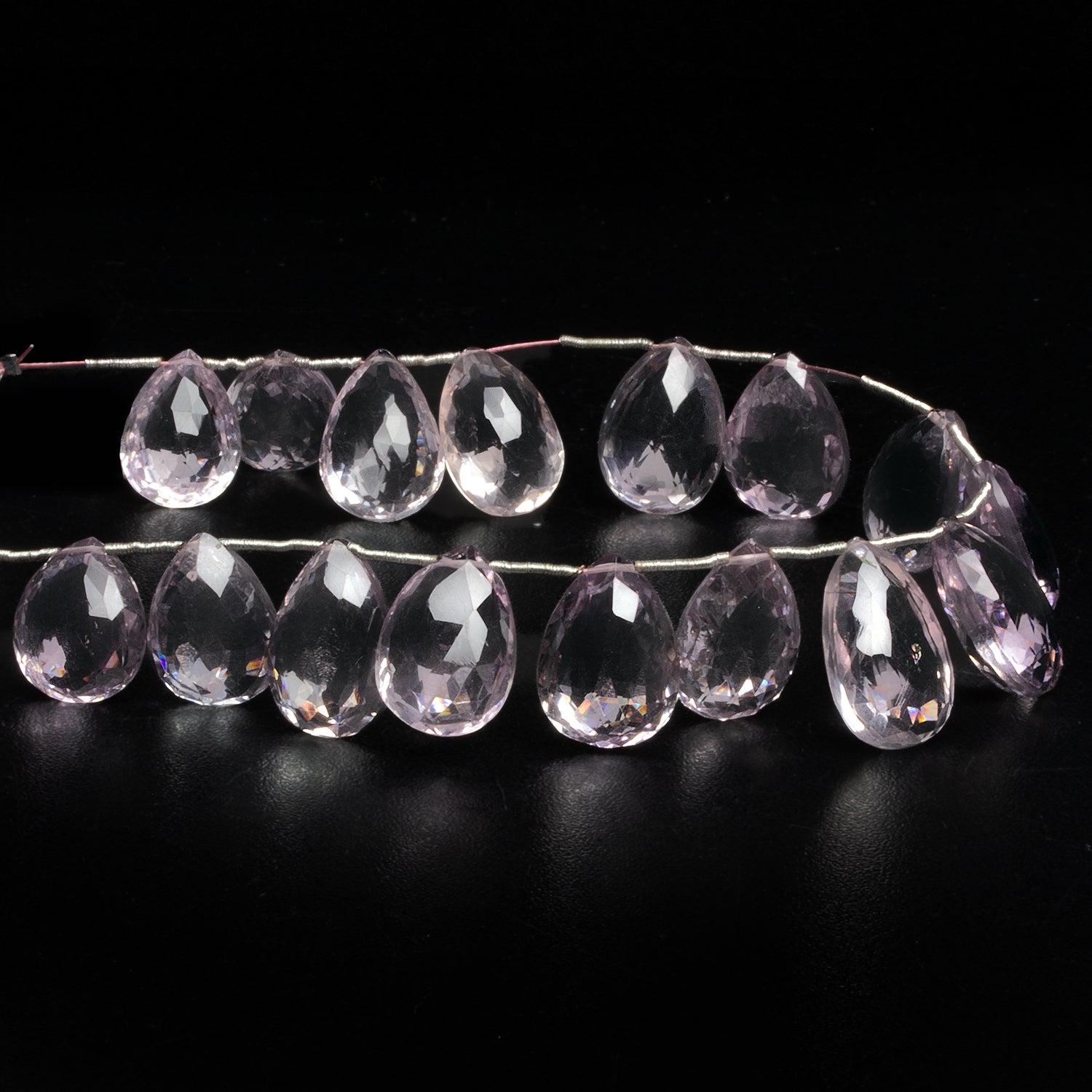 17x12mm Pink Amethyst Faceted Pears 8 inch 17 beads - The Bead Traders