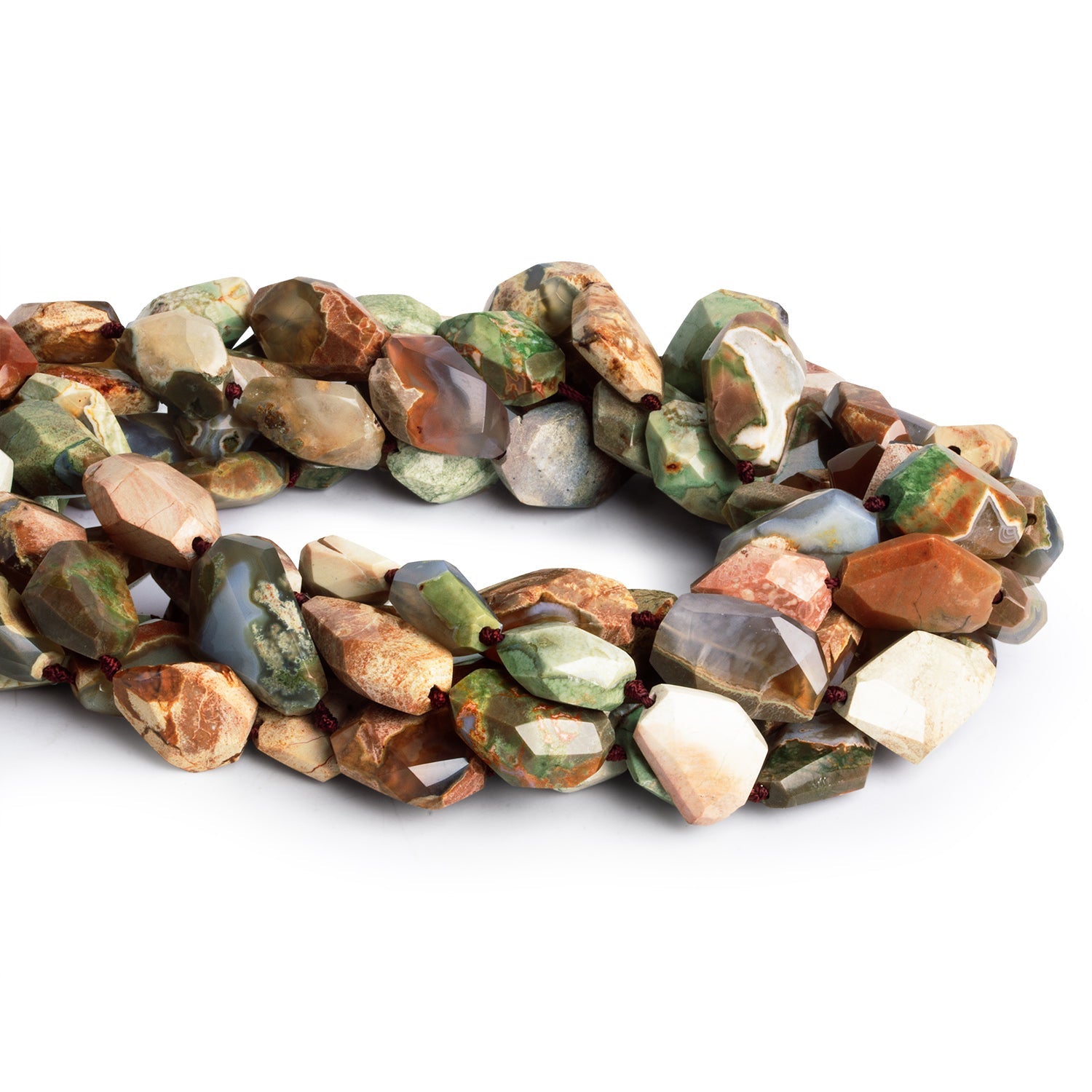17x12mm Thunder Egg Agate Faceted Nuggets 16 inch 20 beads - The Bead Traders