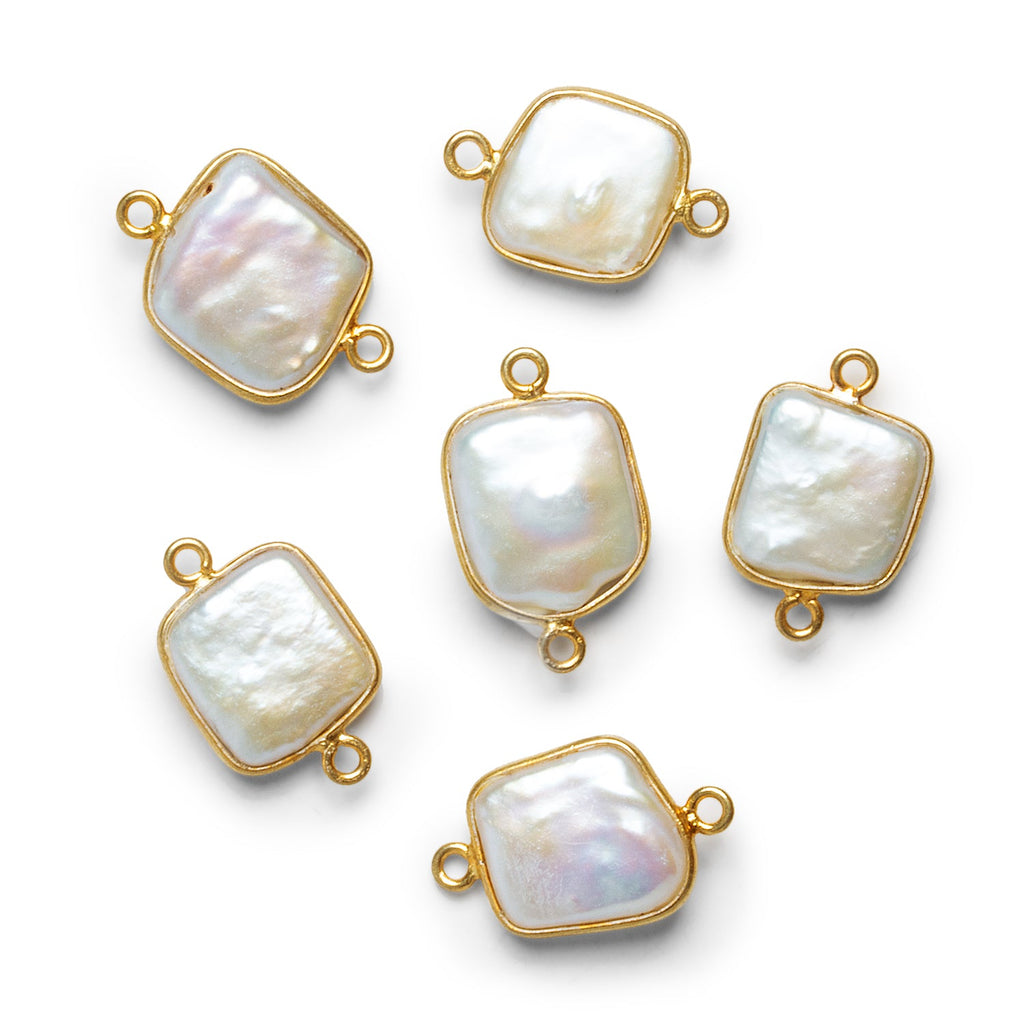 17x12mm Vermeil Bezeled Square Pearl Connector 1 Bead - The Bead Traders