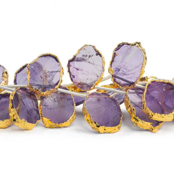 17x13mm Gold Leafed Amethyst Straight-Drilled Slices 11 inch 11 beads