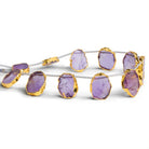 17x13mm Gold Leafed Amethyst Straight - Drilled Slices 11 inch 11 beads - The Bead Traders