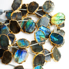 17x13mm Gold Leafed Labradorite Slices 6.5 inch 10 bead - The Bead Traders