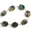 17x13mm Gold Leafed Moss Agate Slices 6 inch 7 beads - The Bead Traders