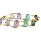 17x13mm Gold Leafed Multi Gemstone Top - Drilled Slices 8 inch 11 beads - The Bead Traders
