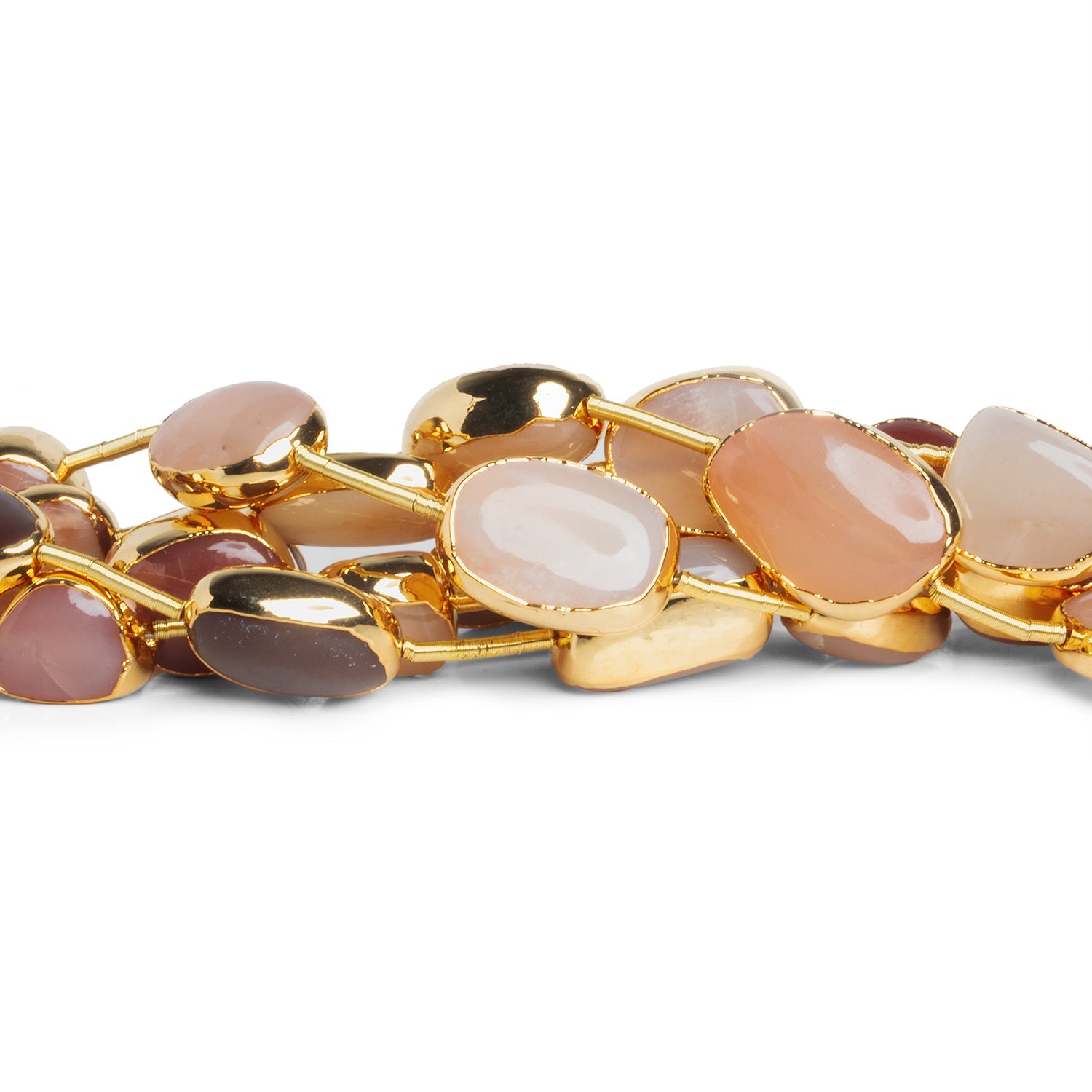 17x13mm Gold Leafed Peach Moonstone Nuggets 5 inch 5 beads - The Bead Traders