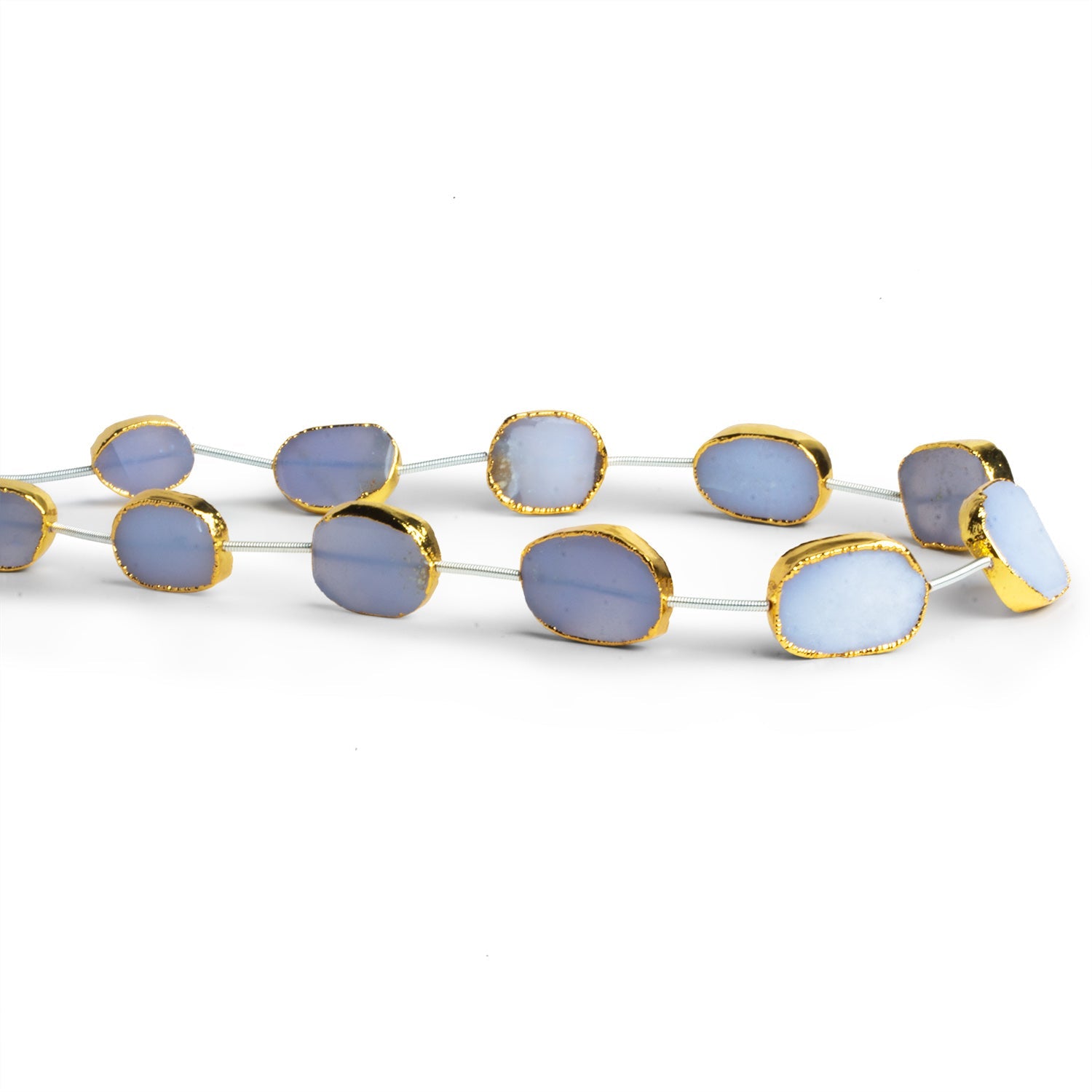 17x13mm Gold Leafed Turkish Chalcedony Straight - Drilled Slices 11 inch 11 beads - The Bead Traders