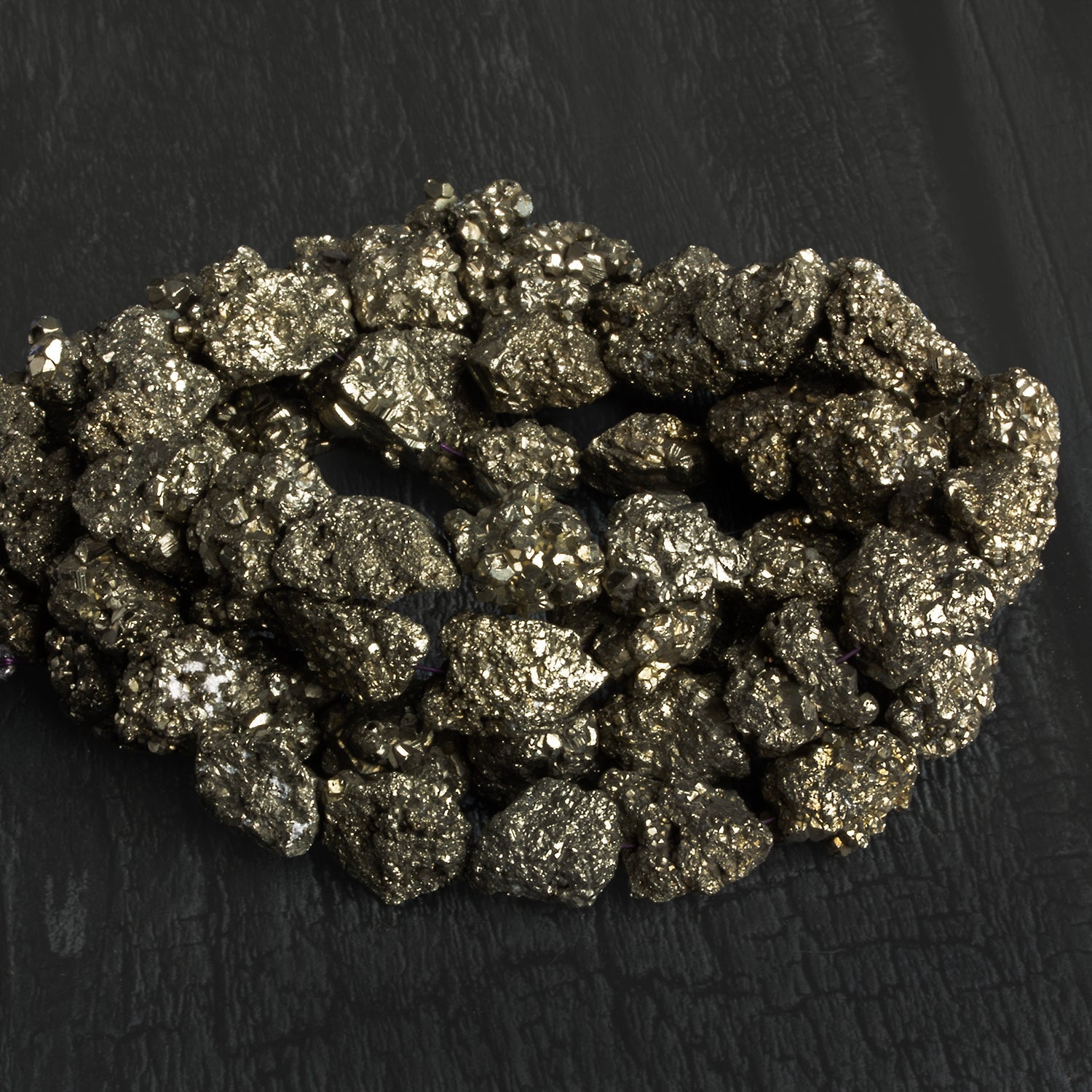 17x13mm Pyrite Nuggets 18 inch 31 beads - The Bead Traders