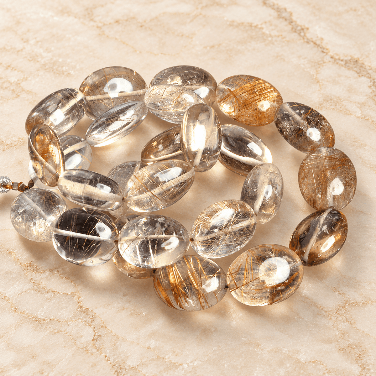17x13mm Rutilated Quartz Plain Ovals 17 inch 24 beads - The Bead Traders