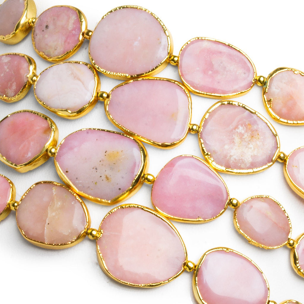 17x14mm Gold Leafed Pink Peruvian Opal Nuggets 4 inch 7 beads - The Bead Traders