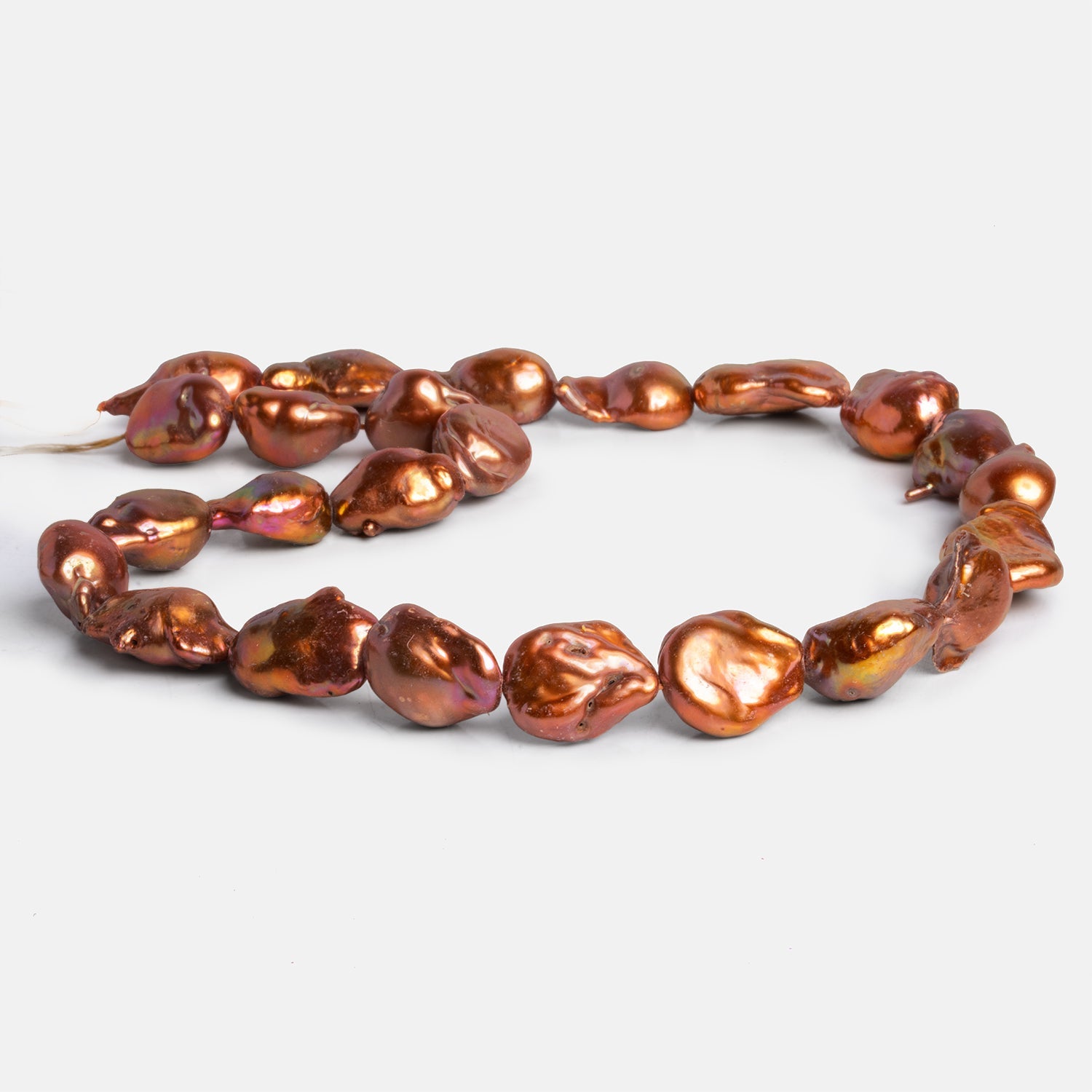17x14mm Reddish Copper Baroque Pearls 15 inch 22 beads - The Bead Traders