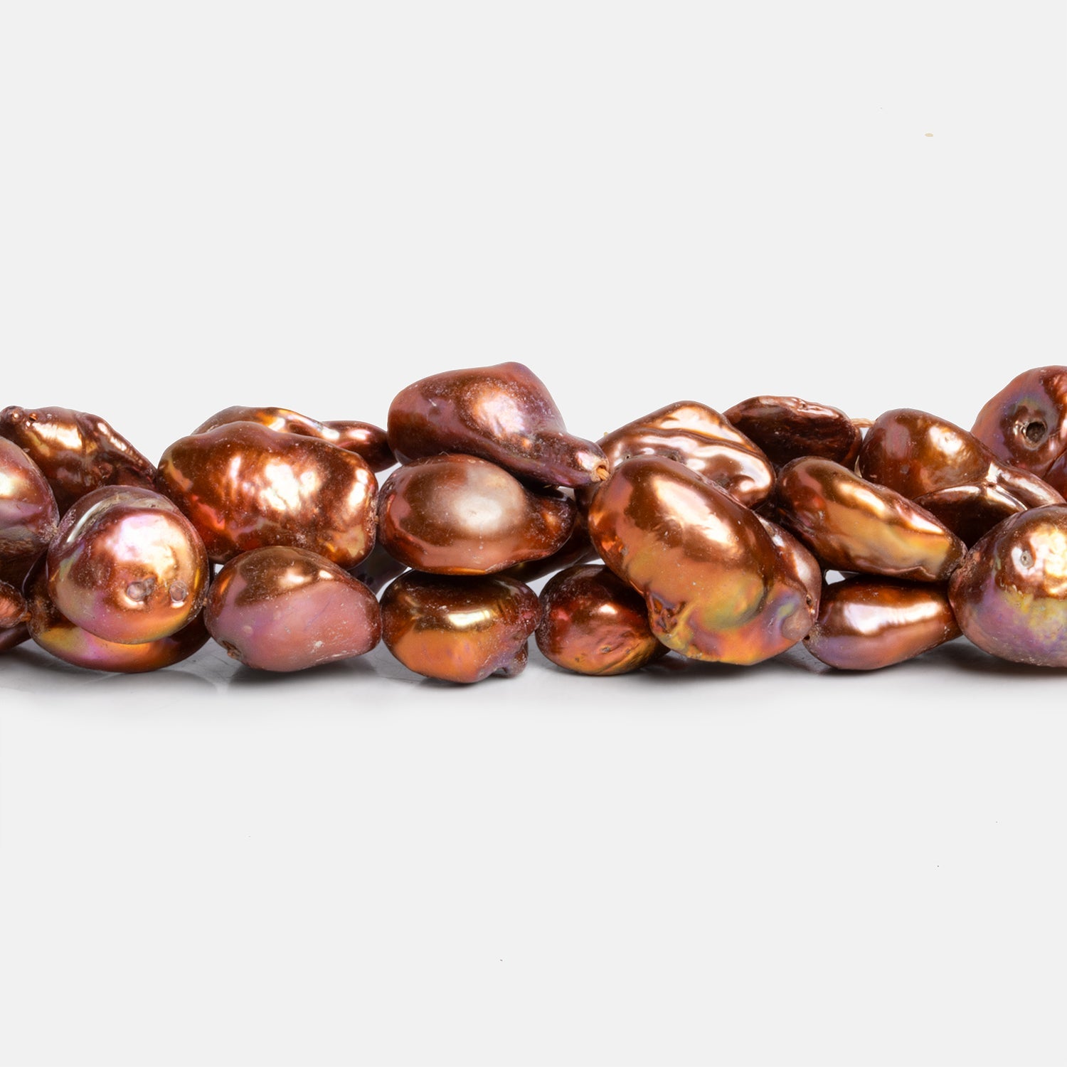 17x14mm Reddish Copper Baroque Pearls 15 inch 22 beads - The Bead Traders