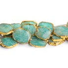 17x15mm Gold Leafed Amazonite Slices 4 inch 7 beads - The Bead Traders