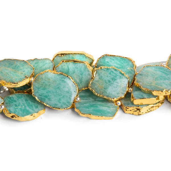 17x15mm Gold Leafed Amazonite Slices 4 inch 7 beads