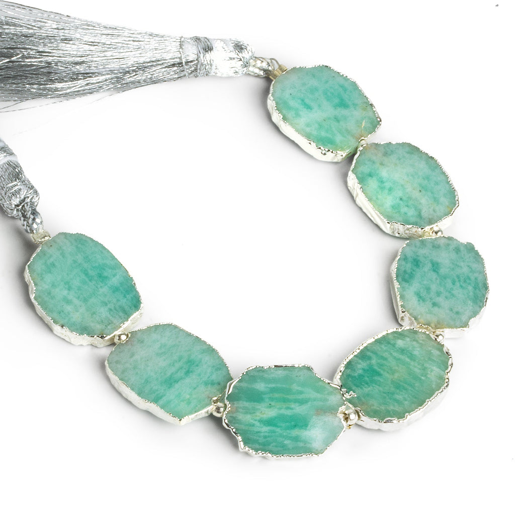 17x15mm Silver Leafed Amazonite Slices 4 inch 7 beads - The Bead Traders
