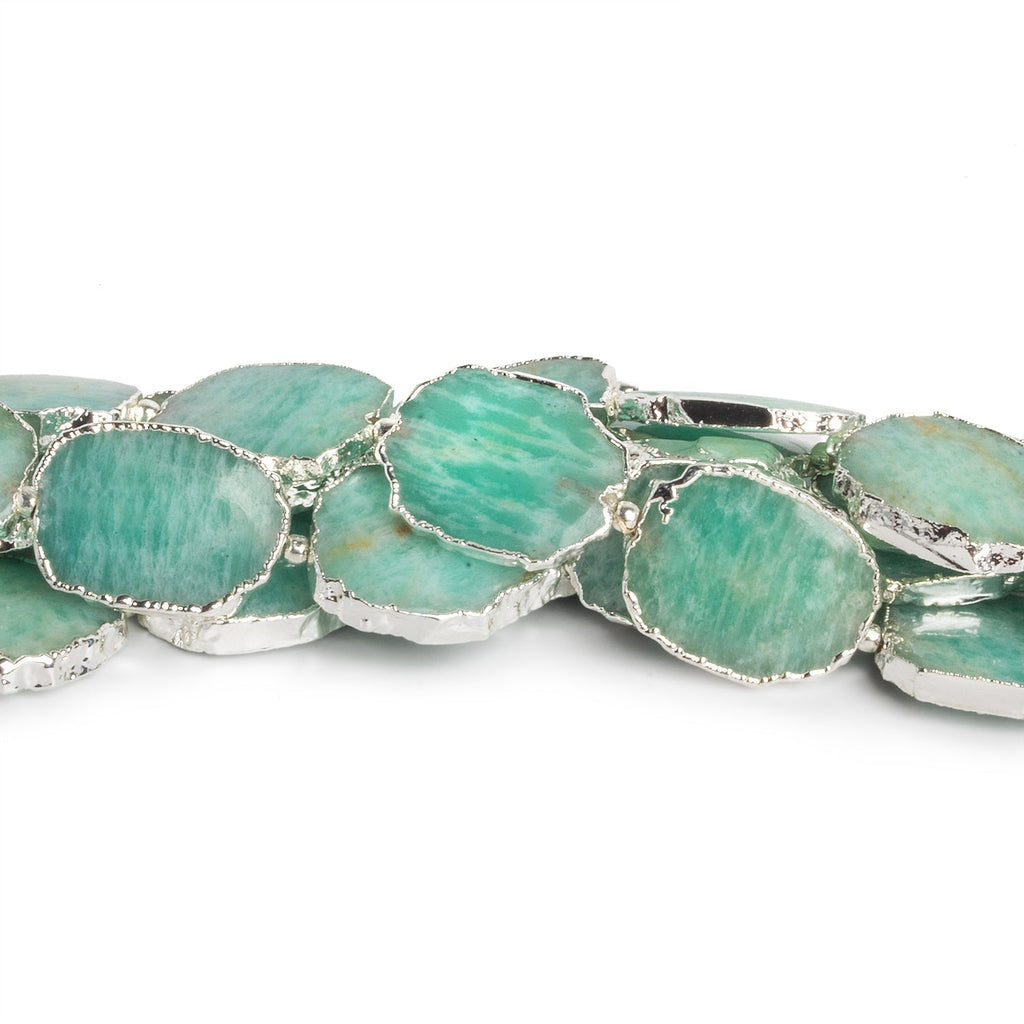 17x15mm Silver Leafed Amazonite Slices 4 inch 7 beads - The Bead Traders
