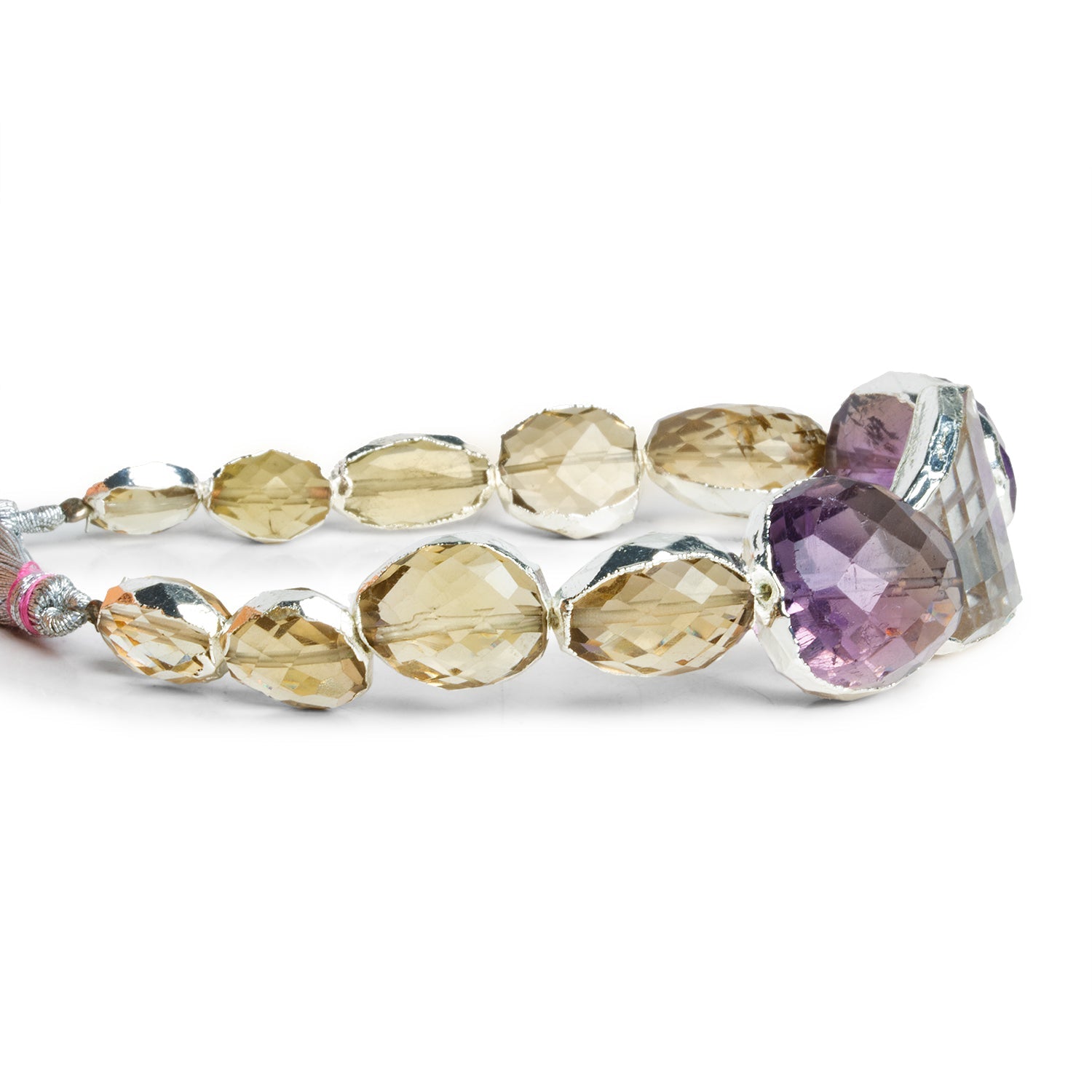 17x15mm Silver Leafed Multi Gemstone Nuggets 7.5 inch 12 beads - The Bead Traders