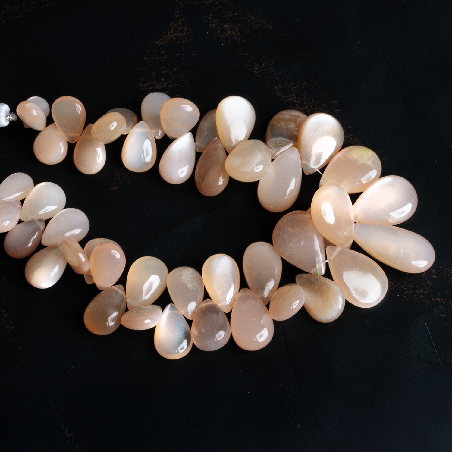 17x8mm Angel Skin Moonstone Plain Pears 7.5 inch 42 beads - The Bead Traders
