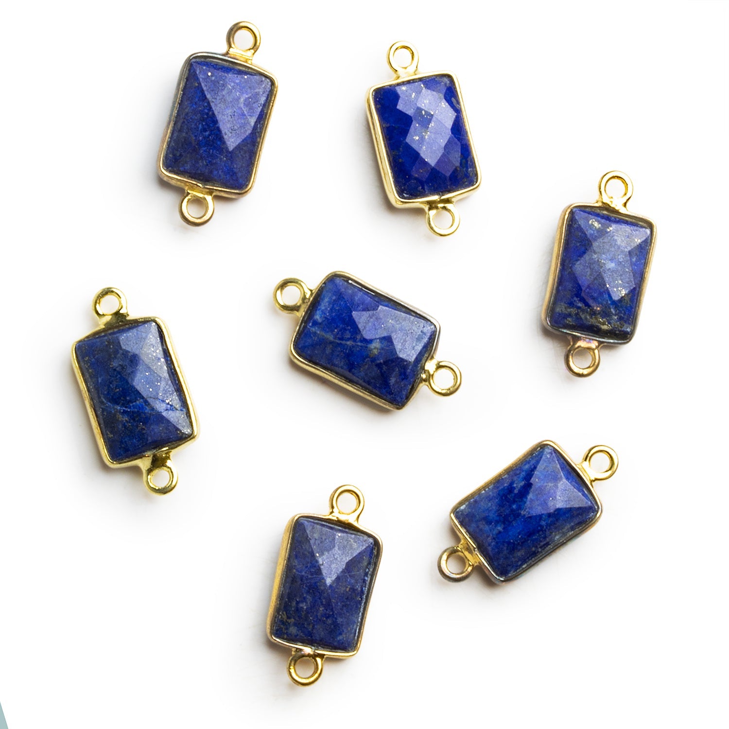 17x8mm Bezeled Lapis Lazuli Rectangle Connectors - The Bead Traders