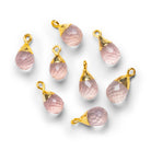 17x8mm Gold Leafed Rose Quartz Faceted Teardrop Pendant 1 Bead - The Bead Traders