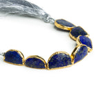 17x9mm Gold Leafed Lapis Lazuli Faceted Half Moons 4 inch 7 beads - The Bead Traders