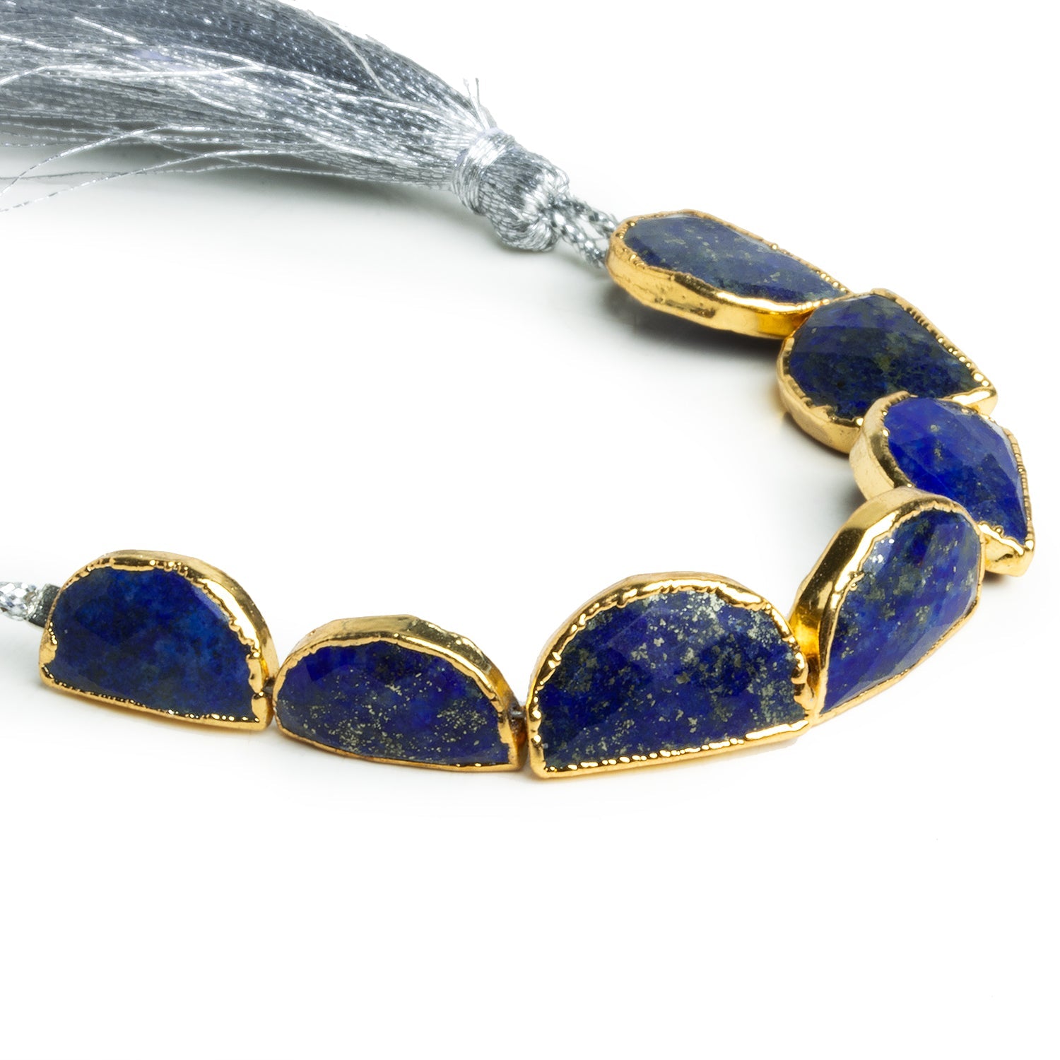 17x9mm Gold Leafed Lapis Lazuli Faceted Half Moons 4 inch 7 beads - The Bead Traders