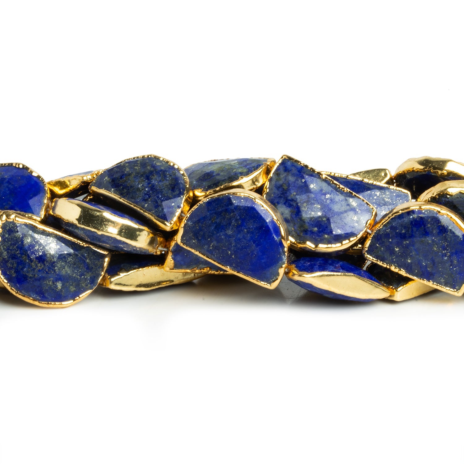 17x9mm Gold Leafed Lapis Lazuli Faceted Half Moons 4 inch 7 beads - The Bead Traders