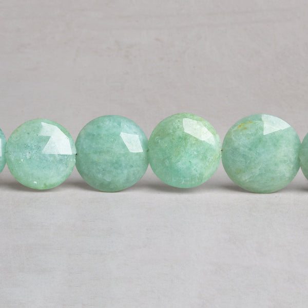 18-21mm Aquamarine Faceted Coins 8 inch 11 beads