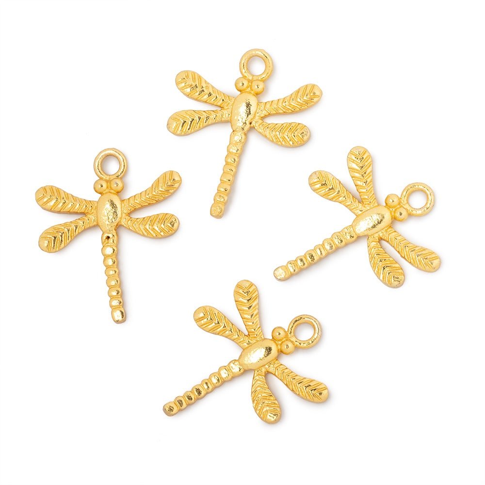 18.5mm Dragonfly Pendant Charms Set of 4 – 22kt Gold Plated