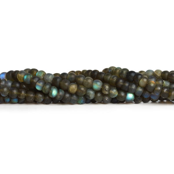 6-6.5mm Matte Labradorite plain rondelle beads 7.5 inch 39 beads