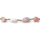 9x7mm Pink Peruvian Opal Nugget Black Gold plated Chain - TheBeadTraders.com