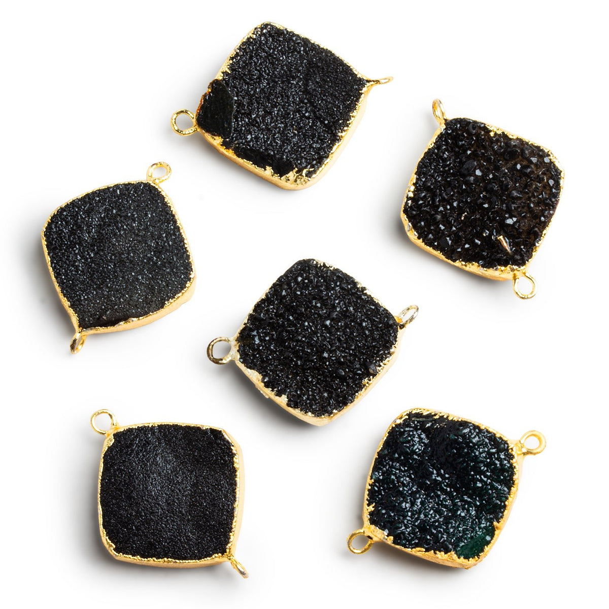18mm Gold Leafed Black Square Connector 1 Bead - The Bead Traders