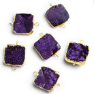 18mm Gold Leafed Purple Drusy Square Connector 1 Bead - The Bead Traders