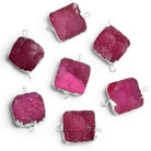 18mm Silver Leafed Pink Drusy Square Connector 1 Bead - The Bead Traders