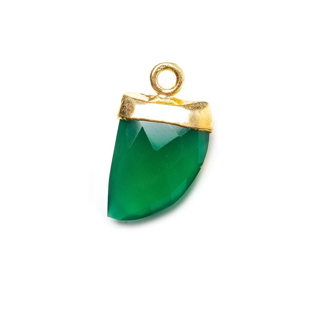 18x10mm 22kt Gold Leaf Tip Green Onyx Horn Pendant 1 piece - The Bead Traders