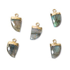 18x10mm 24kt Gold Leafed Labradorite Horn Pendant 1 piece - The Bead Traders