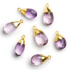 18x10mm Gold Leafed Amethyst Faceted Pear Pendant 1 Bead - The Bead Traders