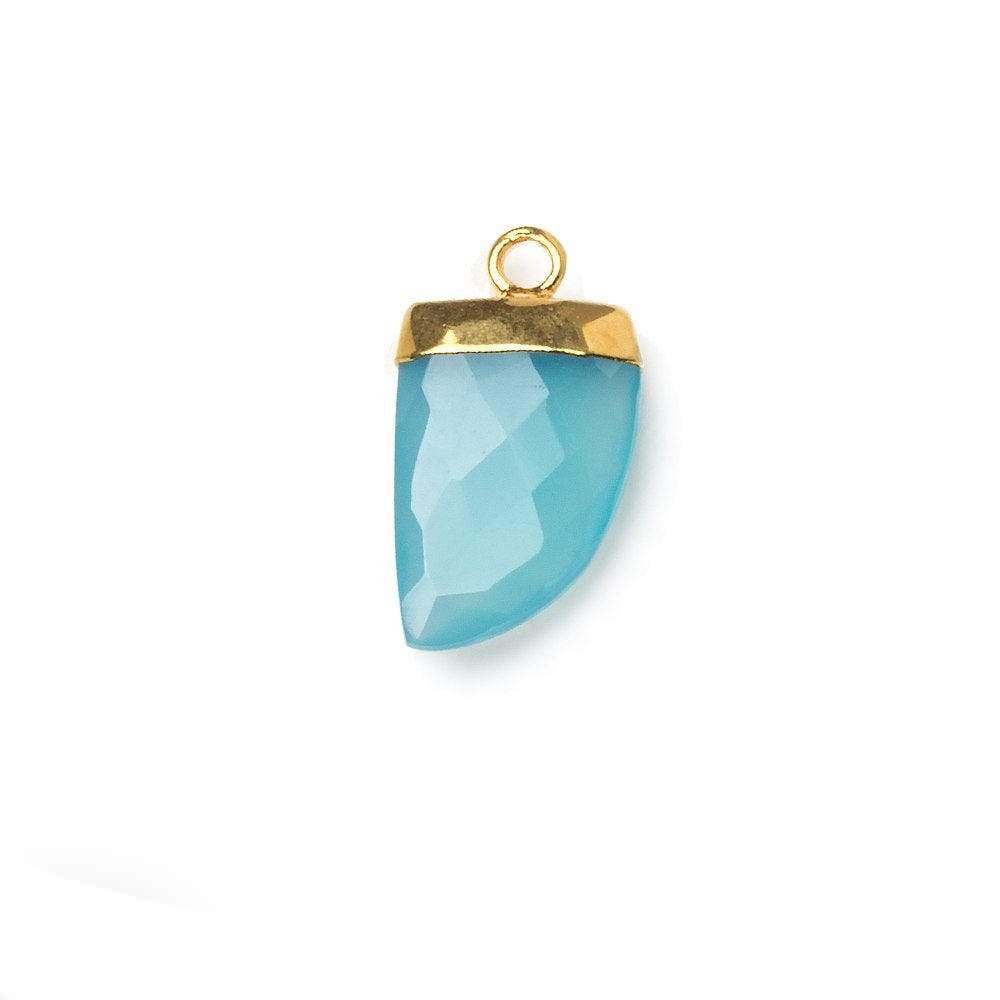 18x10mm Gold Leafed Aqua Chalcedony Horn Pendants 1 piece - The Bead Traders